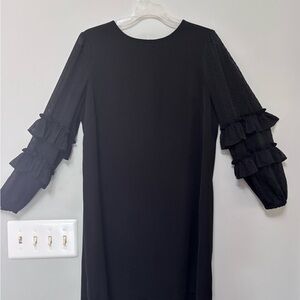 Elegant Black Ruffle Sleeve Dress
